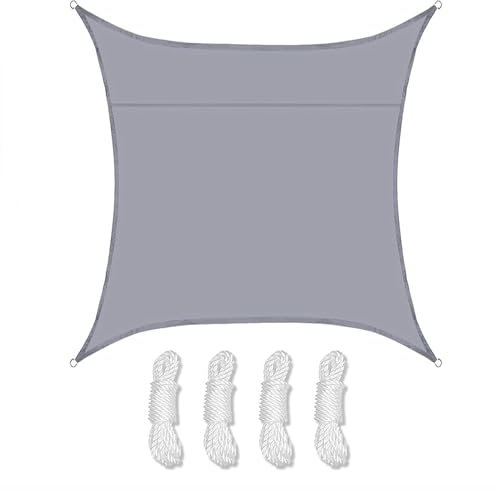 SLDAGe Tenda a Vela Impermeabile Quadrata,Vela da Giardino Grigio,Vela Ombreggiante Rettangolare,Tenda Vela Ombreggiante con Corda Gratuita,Telo Tenda da Sole per Esterno Giardino Terrazzo,A,5X5m