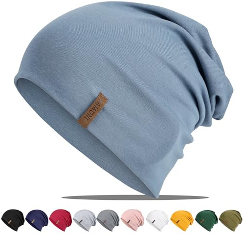 HAMUNI Mütze Damen Herren Baumwolle Slouch Beanie Mütze Leichte Dünne Mütze | Weich Atmungsaktiv Universell einsetzbar als Laufmütze, Alltagshut oder Chemo-Mütze für Alle Jahreszeiten