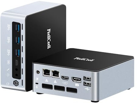 PeeliCeeli Mini PC, Core Ultra 7 155U Prozessor, Win11 Pro Mikro-Desktop-Computer, AI Boost NPU, 2X Gigabit LAN, DP/HD/Type-C 4K Display, WiFi6, BT5.2, DDR5 64GB RAM 2TB NVME SSD