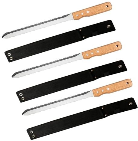 3 x Professional Insulation Knife with Wooden Handle and Cover, 280mm Stainless Steel Saw for Polystyrene, XPS & PIR Foam Boards (3 Pack)