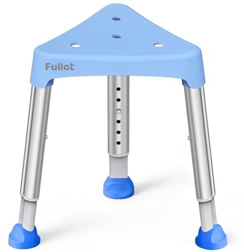 Space-Saving Triangular Shower Chair for Elderly and Disabled, FSA/HSA Eligible 400 lbs Adjustable Shower Stool Seat with Stable-Bracing, Non-Slip Bathtub Chair, Tool-Free Assembly