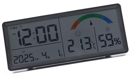 Orologio elettronico multifunzione con monitor della temperatura interna, facile da installare, funzionamento a batteria, con 2 allarmi e funzione snooze, grande display per anziani, facile
