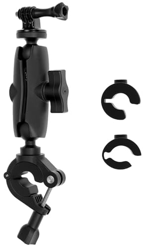 QWORK Cykelstyre klämfäste kompatibel med de flesta actionkameror, 1/4 tum skruv, lämplig för Ø8-35 mm cykelstyre och stolpar