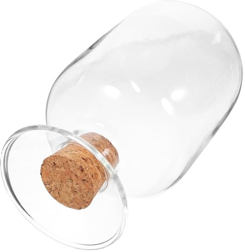 TUOYDJA Match Holder,Match Bottle Bell Shaped Glass Bottle With Cork Match Clear Canisters Wood Jar Display Container Holder(10X5X5CM)