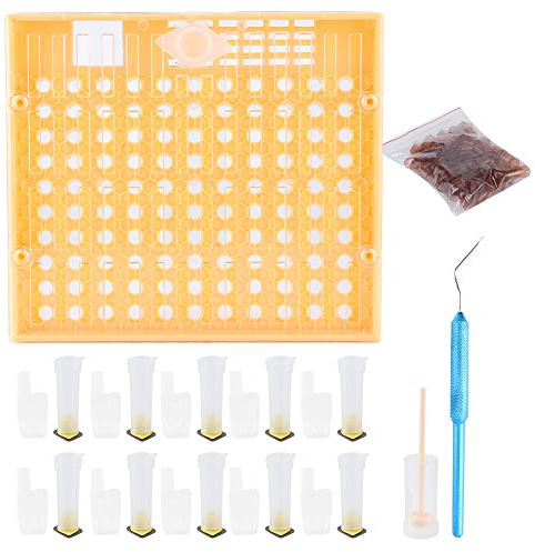 Kit DE CRÍA DE Abejas DE PLÁSTICO Completo para CRÍA DE Reinas Juego DE Herramientas DE Apicultura NO TÓXICAS [APICULADORES] Amarillo/Negro 110 Tazas