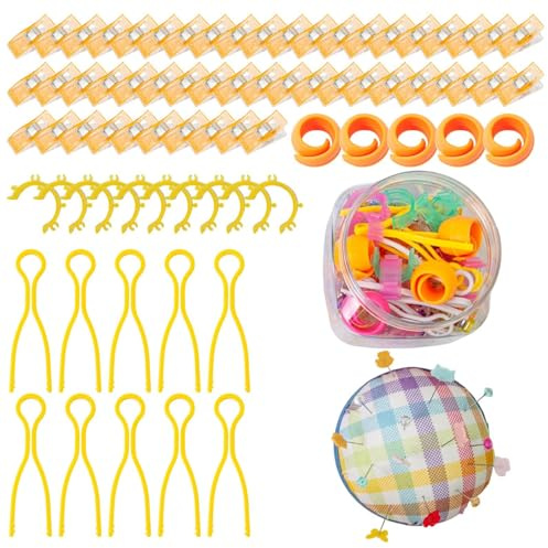 Stoffklammern - 76-teiliges Näh-Clip-Set, Spulen-Organizer, Schutzwerkzeug für | Vielseitiges Handwerk für Anfänger Experten Schneiderei Quilting Verwendung Domest