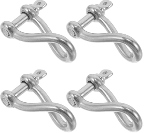 CONGARTENO 4pcs Bow Shackle Heavy Duty Twist Shackle Marine Stainless Steel Marine Stainless Steel Heavy Duty Silver