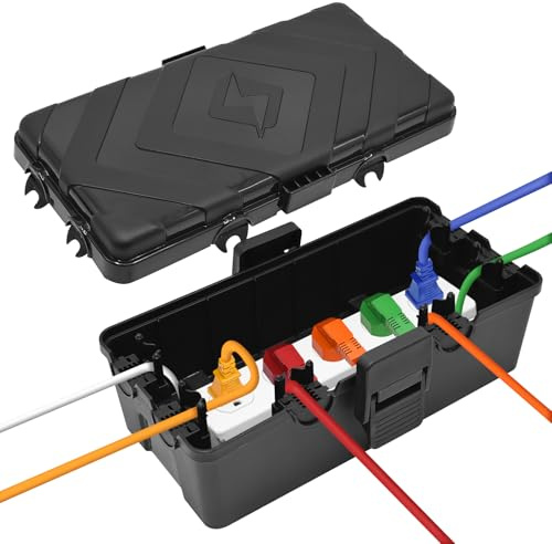 JNUYISW Klein wasserdichte Kabelbox für den Außenbereich, (26x12.5x9.5cm) IP54 Wasserdichte Außenbereich Elektrobox wetterfester Elektrokasten Schutz Verlängerungskabel, Steckdose, Außensteckern
