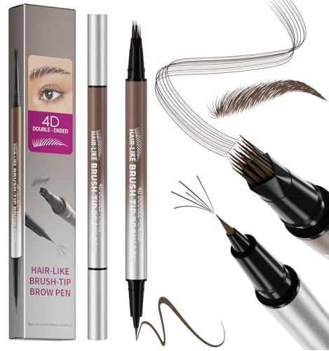 Augenbrauenstift 2 in 1 wasserfest, Präzisionsstift mit Pinsel für natürliche Härchenzeichnung, wischfeste & lang anhaltende Formel, ideal für AnfängerMagischer (Brown)