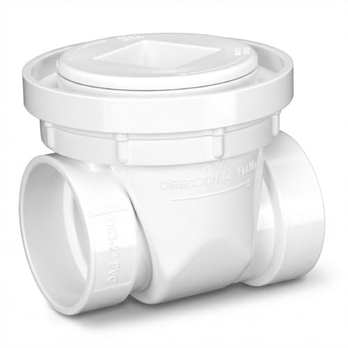 Innconee 2 Inch Backwater Valve White PVC Drain Backflow Preventer for Sewage and Rainwater Automatic Sewer Backflow Prevention Valve for Residential Commercial Use