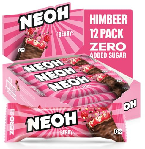 NEOH Low Carb Keto Baretta Lampone Cioccolato - 1 g Zucchero / 114 kcal / 6 g Proteine - Senza zuccheri aggiunti - 30 g (Confezione da 12) - Raspberry