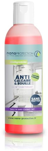 NANOPROTECTION Nettoyant Anticalcaire 250 ml | Gel Puissant et Efficace | Biodégradable et Ecologique | Paroi de Douche-Carrelage-INOX | La Rapidité et l’Efficacité, sans Besoin de Frotter