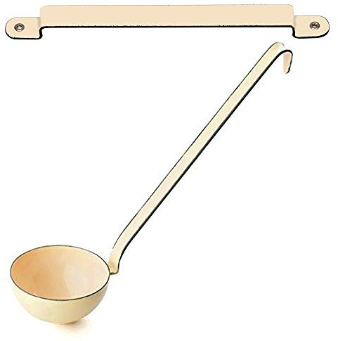Riess Louche classique plus barre de suspension en tôle à cuillère - Ustensiles de cuisine en émail à suspendre (jaune doré)