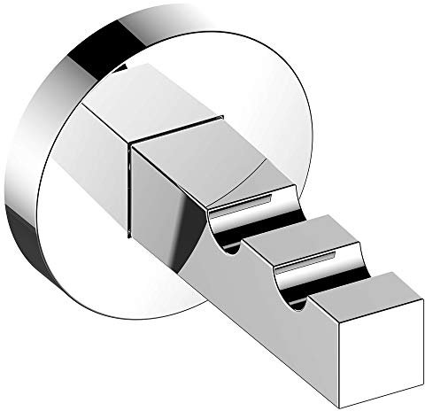 Keuco EDITION 90 gancio doppio per asciugamani, metallo cromato, per asciugamani e vestaglie, incl. viti e tasselli, gancio da parete per forare