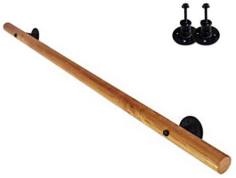 MYAOU Pasamanos de Madera para Interiores y Exteriores - Kit Completo - Pasillo del ático Escalera para niños Mayores Barandilla de Seguridad Poste de Apoyo Apoyabrazos Antideslizante