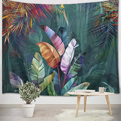 LB 200x150cm Tapisserie Murale Forêt tropicale Tenture Murale Feuille de palmier et plante verte Couverture Murales Jungle Tapisseries Decoration Murales pour Maison Salon Chambre Dortoir