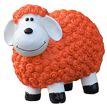 Geschenkestadl Gartenfigur Schaf wetterfest 23 cm hoch Tier Figur (Orange)