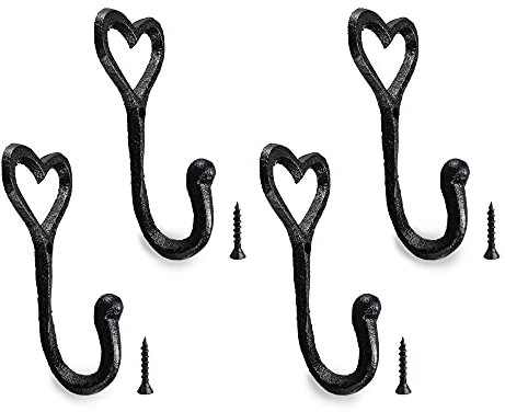 La Llareta Metall Mantelhaken, 4 Stück Garderoben Haken, Vintage Wandhaken, mit Schrauben, für Badezimmer, Küche, Büro, Kleidung, Taschen, Handtücher, Schlafzimmer