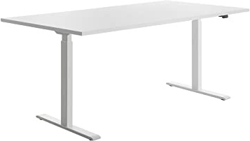E-Table 180x80 weiss, weiss | Made in Germany | Ergonomisch | höhenverstellbar | Geprüfte Sicherheit nach GS-Intertek