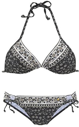 JETTE Damen Triangel Bikini (Cup A/B) (34, Black Print)