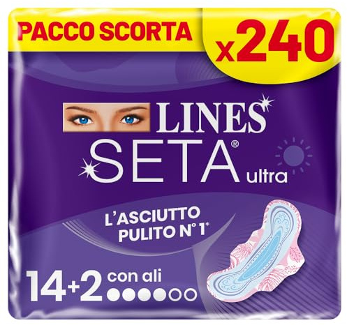 LINES Ultra Flügel Day-Seide, 12 Packungen mit je 20 Binden (240 Binden)
