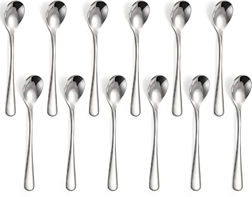 Edelstahl Teelöffel 12 Stück Eierlöffel Dessertlöffel Kleine Löffel für Tee Eis Kuchen Desserts (O12)