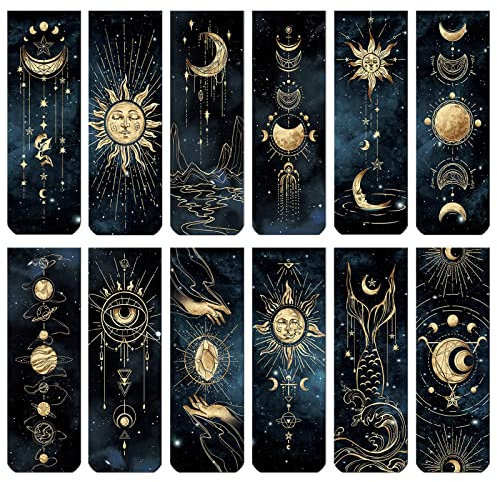24 Stück Lesezeichen Magnetisch,Nachthimmel Sternenhimmel Ästhetisches Lesezeichen 12 Modelle,Bookmark Geschenk für Kinder,Schüler,Lehrer,Leseliebhaber,Abschiedsgeschenk Erzieherin