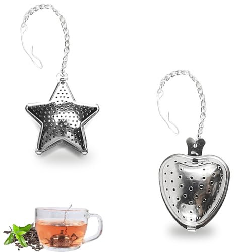 Tea Leaf Infuser, 304 Stainless Steel Tea Strainer Tea Infuser Mesh Tea Ball Filter with Chain Hook for for Loose Leaf Tea, Mugs Teapots Spice (2 PCS)
