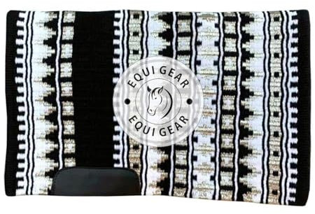 EQUIGEAR Western Show Horse Satteldecke aus neuseeländischer Wolle, Western-Design, handgefertigte Satteldecke, Wollpolster, Sensor Flex (Anpassung möglich), WQ64 (36x42)