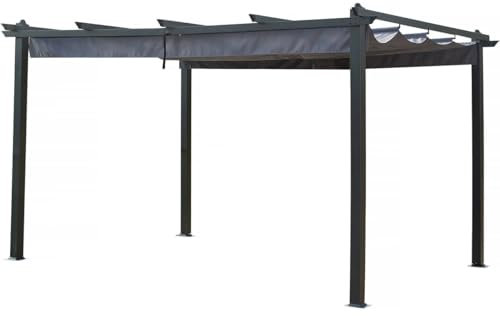 Pergola en Aluminium avec Toit rétractable - 3 x 4 m - Gris Anthracite