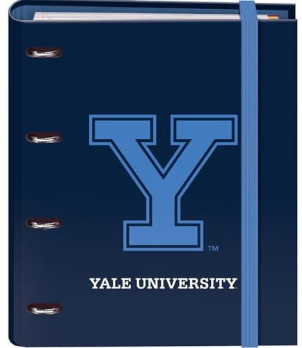 Dohe - Ordner mit 4 Ringen mit Nachfüllung, 100 Blatt, A4, Gummiverschluss, 4 farbige Trennblätter, Dokumententasche, Papier 90 g/m², Kompressor, Schulmaterial - Yale University Navy