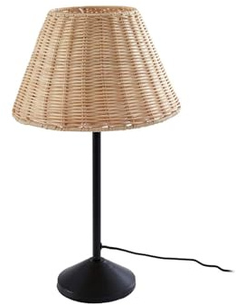Lindby Tischlampe Zyralia (Landhaus, Vintage Rustikal) in Schwarz aus Holz (1 flammig E27) - Tischleuchte Schreibtischlampe Nachttischlampe Wohnzimmerleuchte