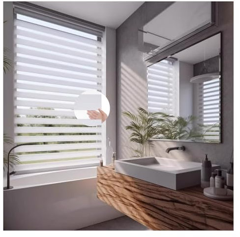Zebra-Jalousien aus Stoff,Doppelrollo schnurlos Rollos für Fenster & zum Bohren, Drücken Und Ziehen Springrollos, Lichtdurchlässig Aber Blickdicht Mittelzugrollo (Size : W80xH120cm/W31.49xH47.24in)