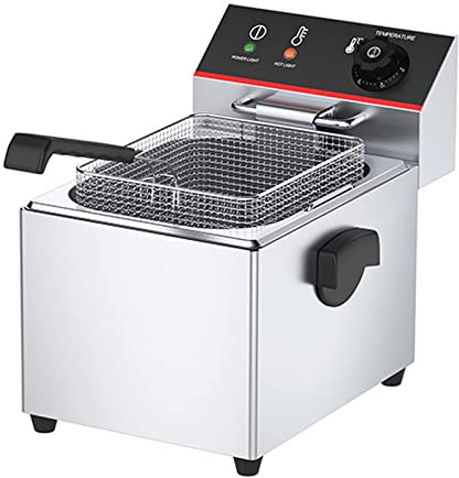 Generic Friggitrice Professionale, Friggitrici Commerciali Elettriche in Acciaio Inossidabile da 2500 W con Limitatore di Temperatura, per Patatine Fritte di Tacchino Cucina Domestica Ristorante