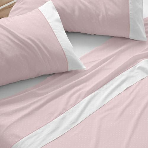 Burrito Blanco | Juego de Sábanas 50% Algodón 50% Poliéster Cama 150 Coral | 3 Piezas: Bajera, Encimera y Funda Almohada | 144 Hilos | Tacto Suave | Larga Duración | Fácil Planchado | Apto Secadora
