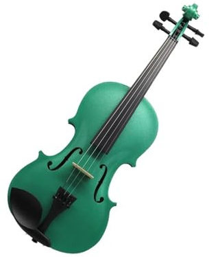 Geigen Grüne akustische Violine 4/4 3/4 1/2 1/4 1/8 für Anfänger Etui Bogen Kolophonium Schulterstütze Dämpfer Saiten(4/4)