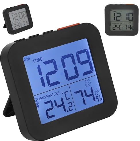 Digital Bathroom Clock with Large LED Display - Shower Clock for Temperature, Indoor Humidity Monitoring - Waterproof for Cooking