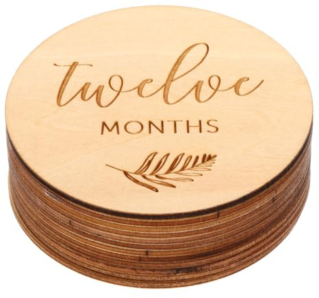 Holz Monatskarten Doppelseitige Holzscheiben 12 Stück Foto Requisiten | Neugeborene und Babys, Skin Friendly und Kids Friendly, Geschenkset für Meilenstein Fotos