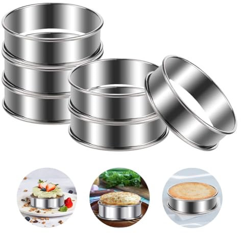 6 Pieces English Muffin Rings,3 Inch Stainless Steel Muffin Pan Crumpet Rings,Nonstick Metal Double Rolled Tart Rings, Heat-Resistant Round Pastry Mold for Cooking Eggs Mousse Home Food Baking Tools