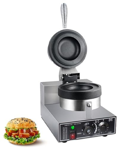 Machine à hamburgers à glace,gaufrier électrique pour hamburgers,gaufrier commercial,température réglable 50-300 ℃,minuterie 0-5 minutes,chauffage double face,revêtement antiadhésif,Single
