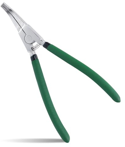 INJOYTEC Special Lock Ring Pliers Bent Jaw Pliers Tips Snap Ring Plier Spring Loaded Circlip Plier for Removing Installing Gearshift Automobile Transmission Clutch Shafts Tool