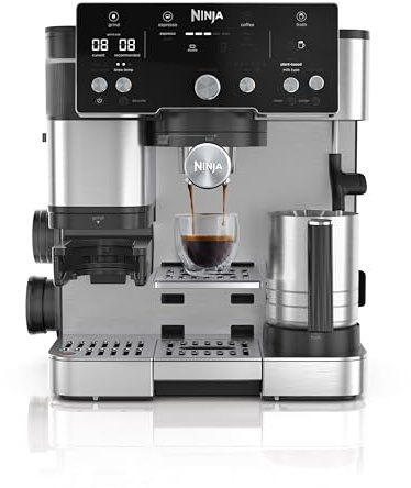 Ninja Luxe Café Essential Serie, Espressomaschine und Tropfkaffeemaschine, integriertes Mahlwerk, unterstützte Handhabung, freihändiger Aufschäumer, für Cappuccino und Latte, Milchprodukte oder