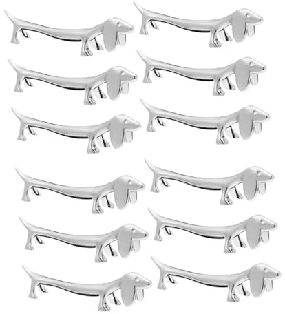 MAGICLULU 12pcs Grey Metal Chopstick Rest Decorative Spoon Holder for Dining Table Delicate Cutlery Holder for Home Party