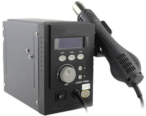 XDTKJDZ Digital Spiral Wind Hot Air Rework Station, Hot Air Gun Soldering Station, LCD Display, Supports CH1/CH2/CH3 Three-channel Selection, for Various Chip-level Repairs, PCB Manufacturing