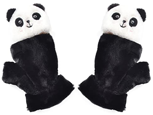 Guanti Panda in Peluche Mezze Dita Animali Dei Cartoni Animati Con Top Guanto Elastico Morbido Elastico Per Donne Guanti Panda in Peluche Guanto Con Fodera Morbida Invernale