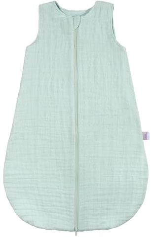 MAKIAN Baby Sommerschlafsack Musselin – Leichter Schlafsack aus 100% Baumwolle – ärmellos, atmungsaktiv, TOG 1.0 – ÖkoTex Standard 100 – Frühling & Sommer - Mint - 60