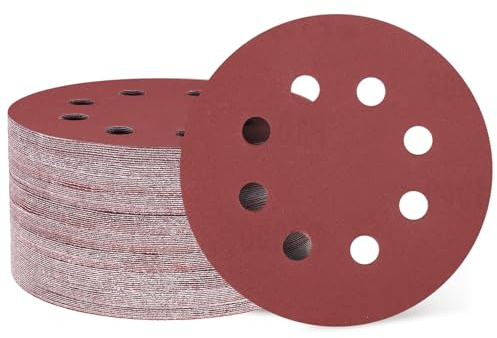 sourcing map Lot de 150 disques abrasifs de 125 mm à 8 trous Grain 1000 Papier abrasif à crochet et boucle pour le travail du bois, automobile, métal