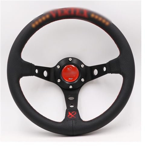 Auto-Lenkrad, Sportlenkrad, rot/blau, 33 cm, echtes Leder, Stickerei, Drift-Sportlenkräder (rot)