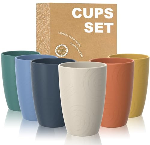 Wrova Reusable Plastic Cup 450 ML Unbreakable Water Glasses Set of 6 | Lightweight Water Cups Set for Kids Dishwasher and Microwave Safe Plastic Glass Cups for Kitchen & Outdoor - Multicolors