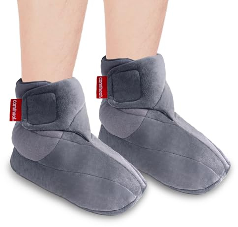 Comfheat Mikrowellengeeignete Fußwärmer für Damen und Herren Mikrowellengeheizter Fußwärmer Feuchte Wärmetherapie für kalte Füße Lindert Steifheit, Muskelkater, Plantarfasziitis, Grau, L